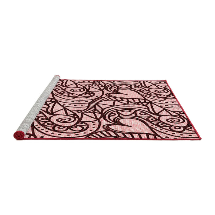 Sideview of Machine Washable Transitional Deep Rose Pink Rug, wshpat3007rd