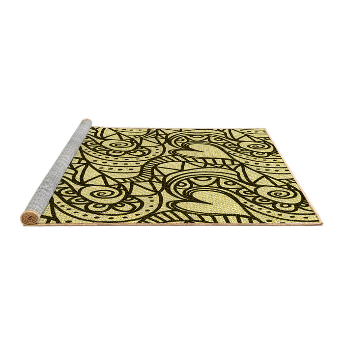 Sideview of Machine Washable Transitional Chocolate Brown Rug, wshpat3007yw