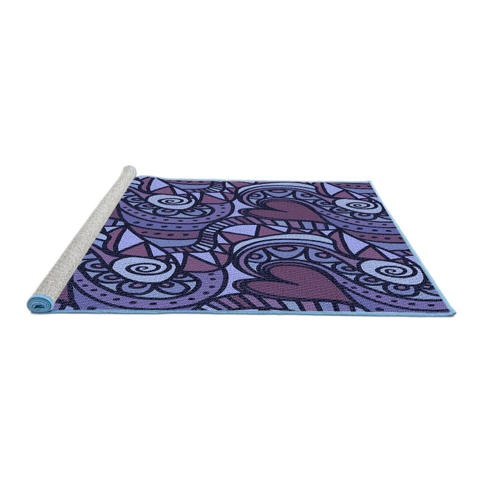 Sideview of Machine Washable Transitional Medium Slate Blue Rug, wshpat3008blu