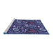 Sideview of Machine Washable Transitional Medium Slate Blue Rug, wshpat3008blu