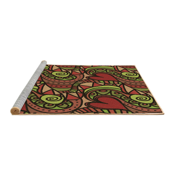 Sideview of Machine Washable Transitional Dark Golden Brown Rug, wshpat3008brn