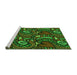 Sideview of Machine Washable Transitional Dark Forest Green Rug, wshpat3008grn