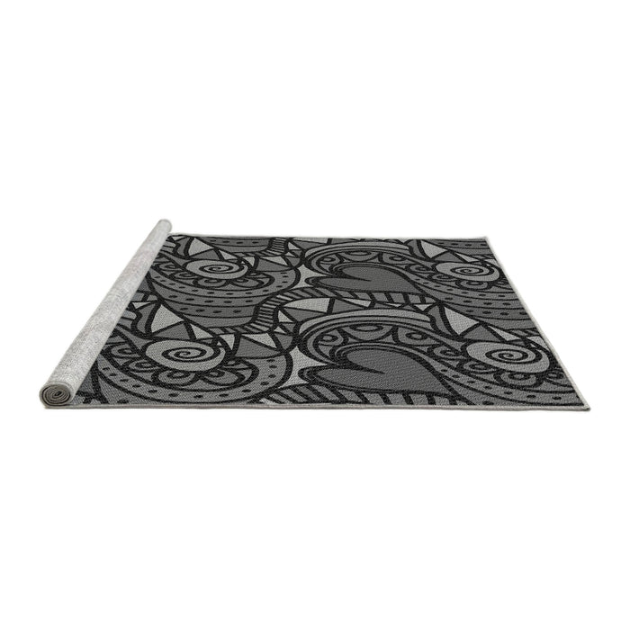 Sideview of Machine Washable Transitional Charcoal Black Rug, wshpat3008gry