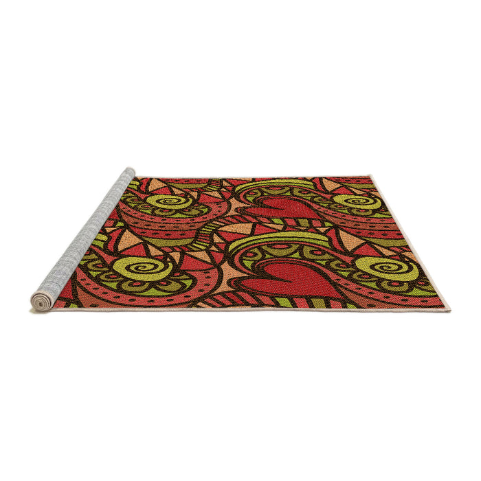 Sideview of Machine Washable Transitional Dark Red Rug, wshpat3008org