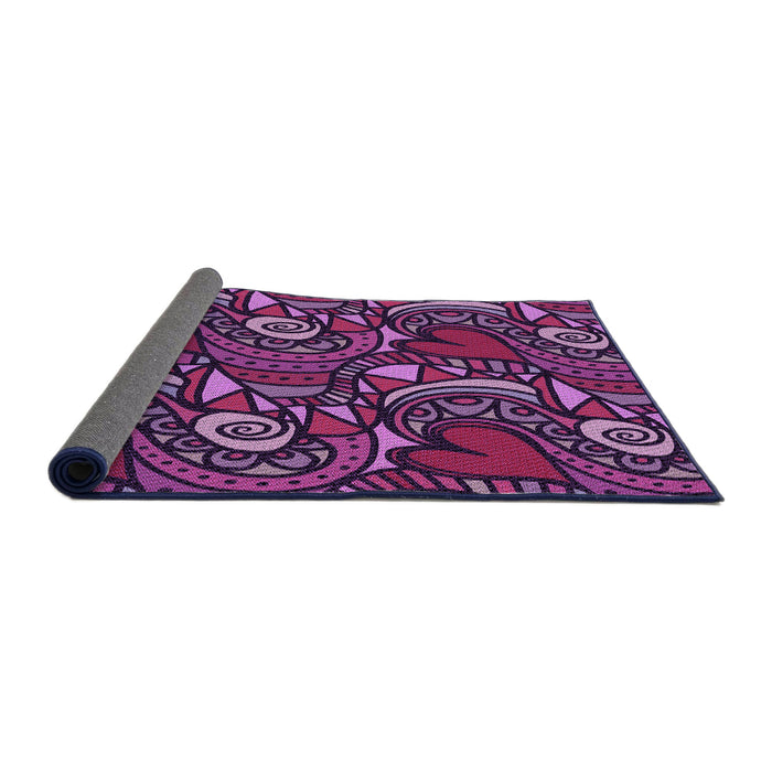 Thickness of Patterned Plum Velvet Purple Rug, pat3008pur