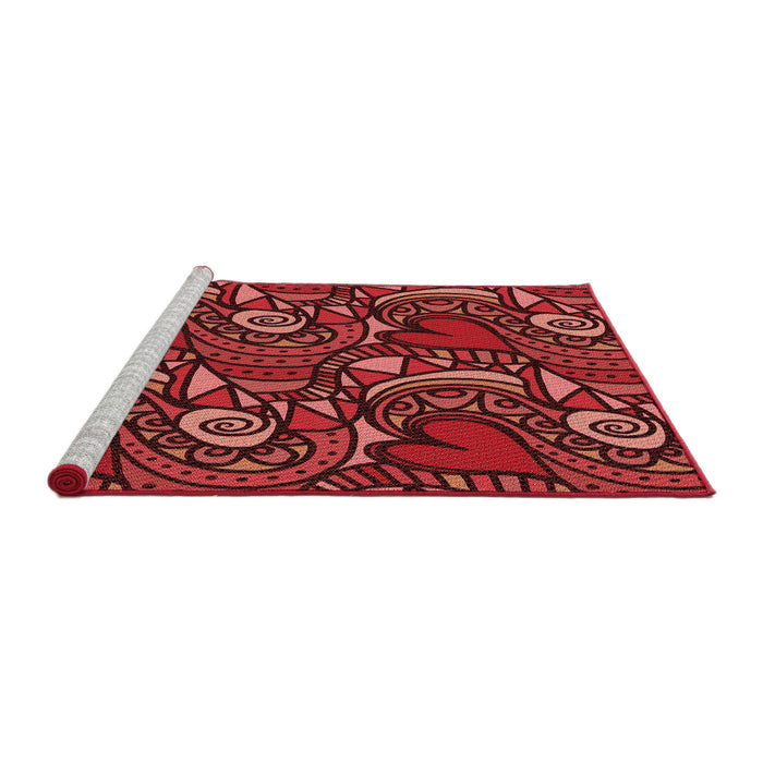 Sideview of Machine Washable Transitional Red Rug, wshpat3008rd