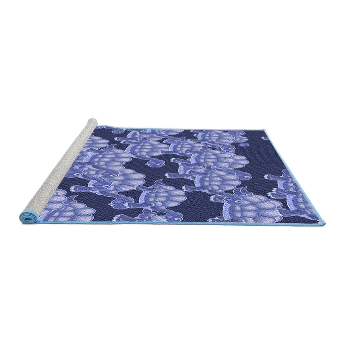 Sideview of Machine Washable Transitional Sky Blue Rug, wshpat3009blu