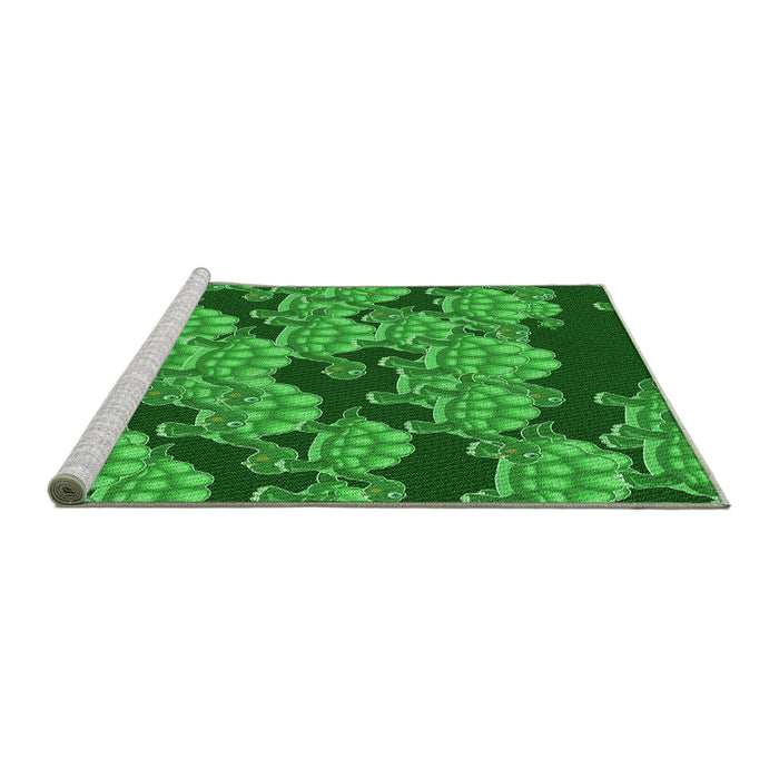 Sideview of Machine Washable Transitional Green Rug, wshpat3009grn