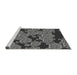 Sideview of Machine Washable Transitional Dark Gray Black Rug, wshpat3009gry