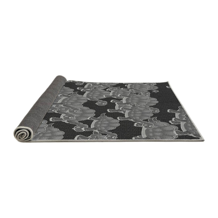 Thickness of Patterned Dark Gray Black Rug, pat3009gry