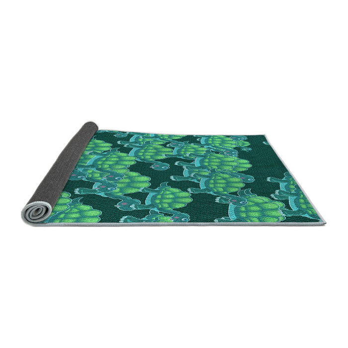 Thickness of Patterned Medium Teal Green Rug, pat3009lblu