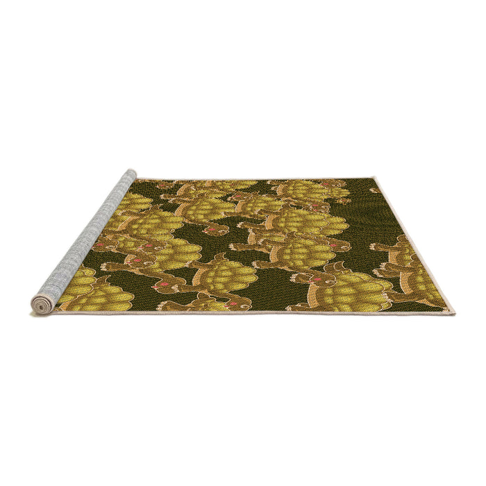 Sideview of Machine Washable Transitional Yellow Rug, wshpat3009org