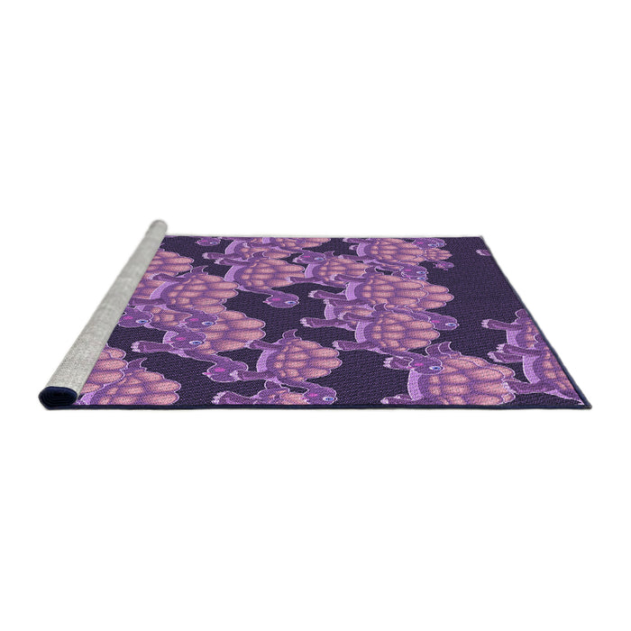 Sideview of Machine Washable Transitional Orchid Purple Rug, wshpat3009pur
