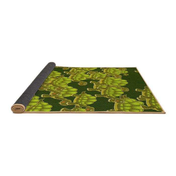 Thickness of Patterned Green Rug, pat3009yw
