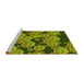 Sideview of Machine Washable Transitional Green Rug, wshpat3009yw