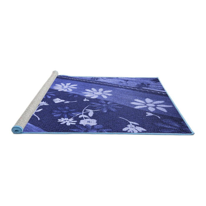 Sideview of Machine Washable Transitional Light Slate Blue Rug, wshpat301blu