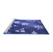 Sideview of Machine Washable Transitional Light Slate Blue Rug, wshpat301blu