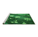 Sideview of Machine Washable Transitional Deep Emerald Green Rug, wshpat301grn