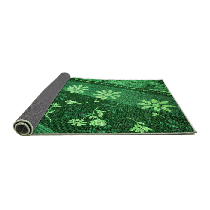 Thickness of Patterned Deep Emerald Green Rug, pat301grn