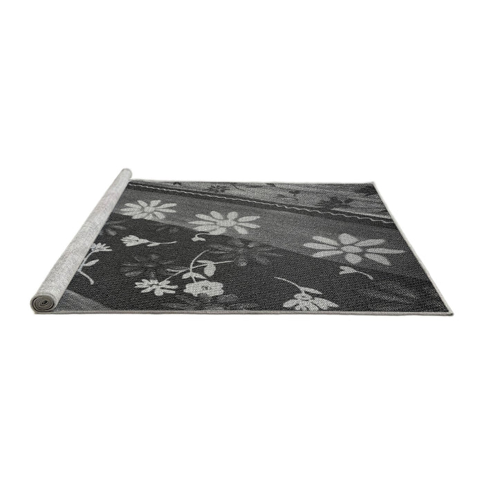 Sideview of Machine Washable Transitional Gunmetal Gray Rug, wshpat301gry