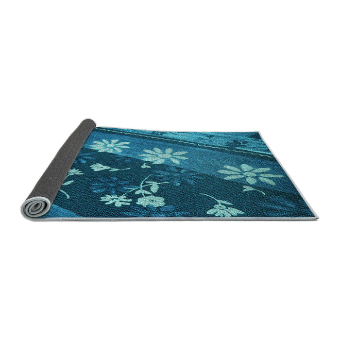 Thickness of Patterned Deep Sky Blue Rug, pat301lblu