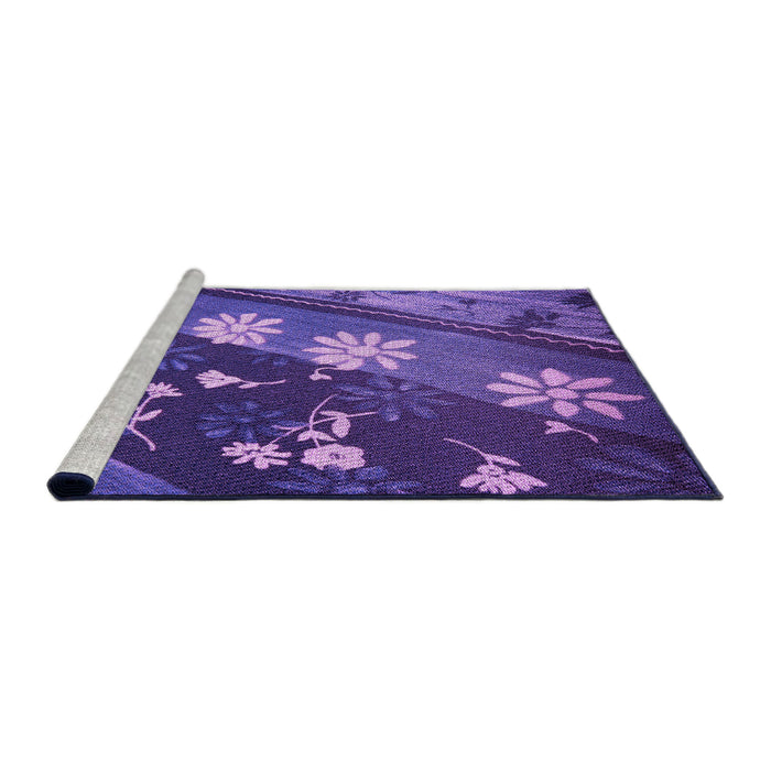 Sideview of Machine Washable Transitional Bright Purple Rug, wshpat301pur