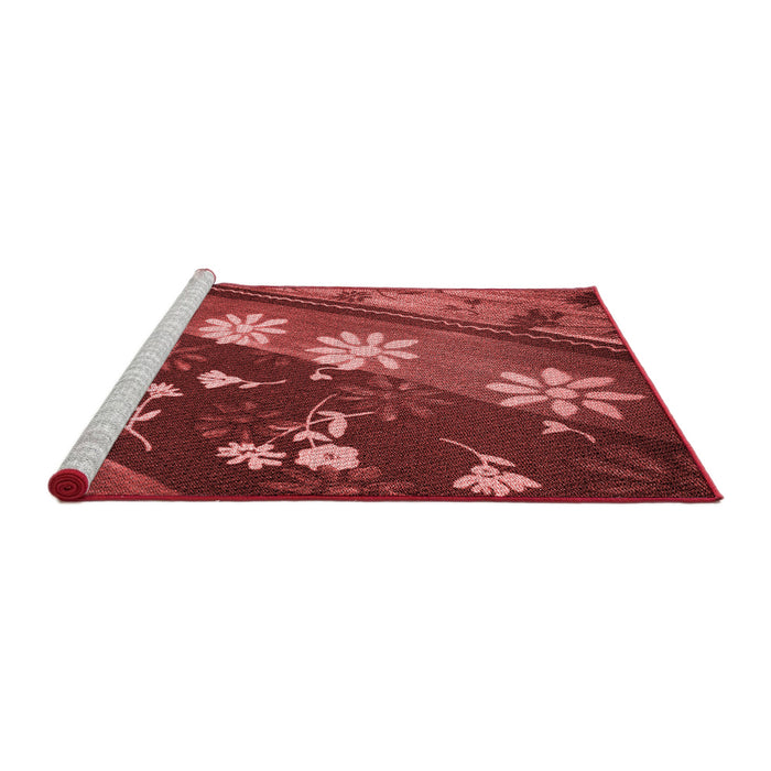 Sideview of Machine Washable Transitional Cranberry Red Rug, wshpat301rd