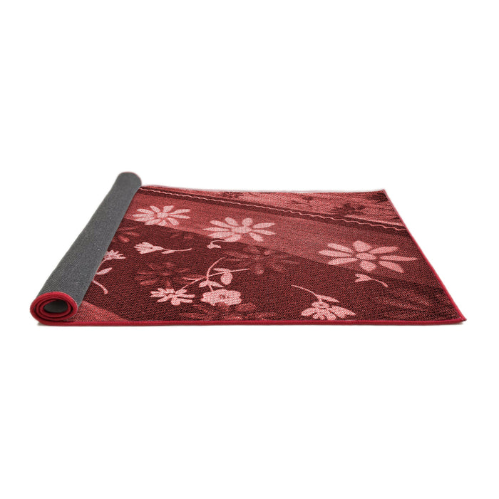Thickness of Patterned Cranberry Red Rug, pat301rd