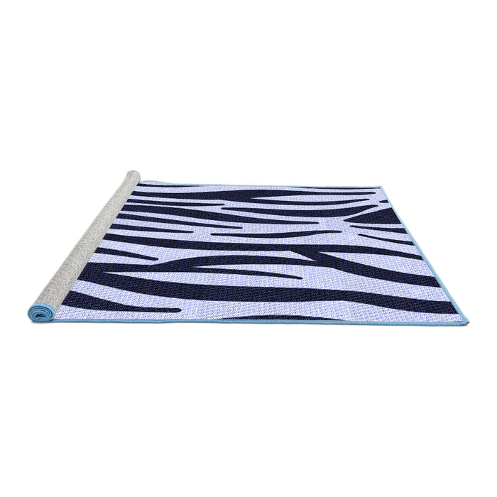 Sideview of Machine Washable Transitional Night Blue Rug, wshpat3010blu