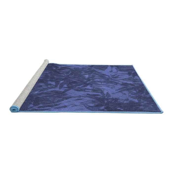 Sideview of Machine Washable Transitional Blue Rug, wshpat3011blu