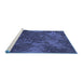 Sideview of Machine Washable Transitional Blue Rug, wshpat3011blu