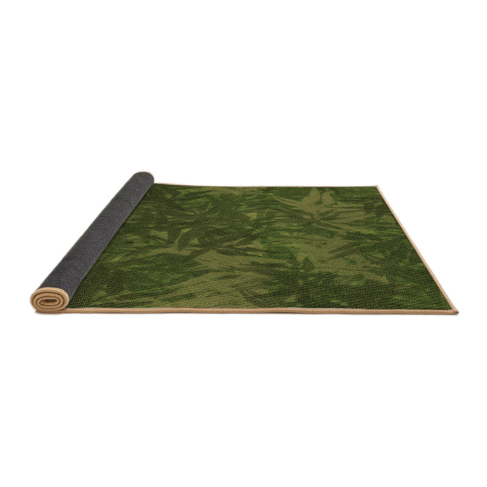 Thickness of Patterned Dark Forest Green Rug, pat3011brn