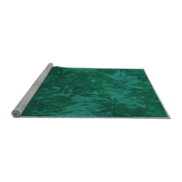 Sideview of Machine Washable Transitional Medium Teal Green Rug, wshpat3011lblu