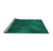 Sideview of Machine Washable Transitional Medium Teal Green Rug, wshpat3011lblu