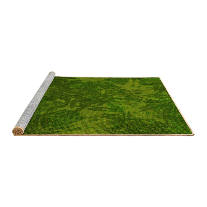 Sideview of Machine Washable Transitional Deep Emerald Green Rug, wshpat3011yw