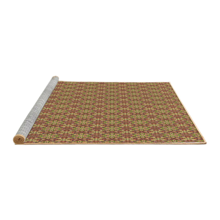 Sideview of Machine Washable Transitional Chestnut Red Rug, wshpat3016brn