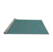 Sideview of Machine Washable Transitional Turquoise Green Rug, wshpat3016lblu