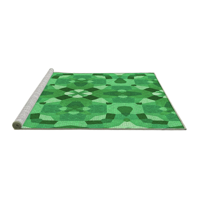 Sideview of Machine Washable Transitional Neon Green Rug, wshpat3019grn