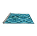 Sideview of Machine Washable Transitional Bright Turquoise Blue Rug, wshpat3019lblu