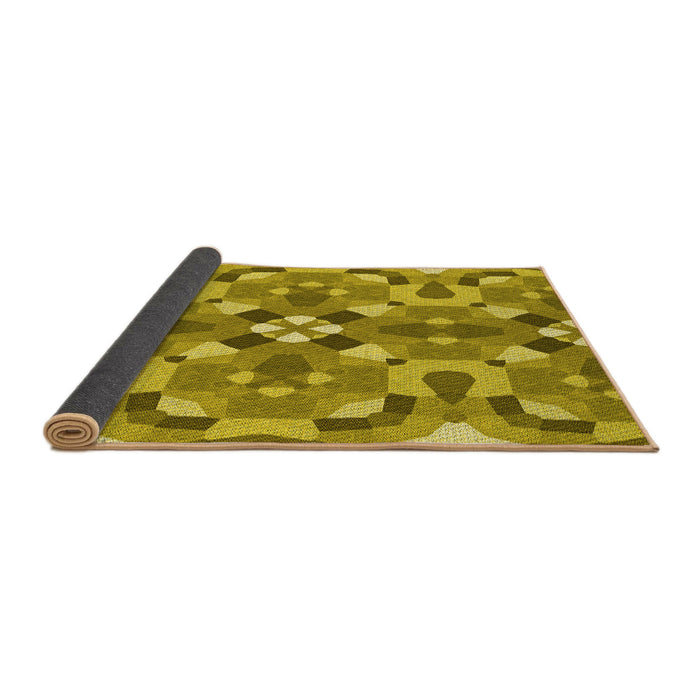 Thickness of Patterned Dark Yellow Green Rug, pat3019yw