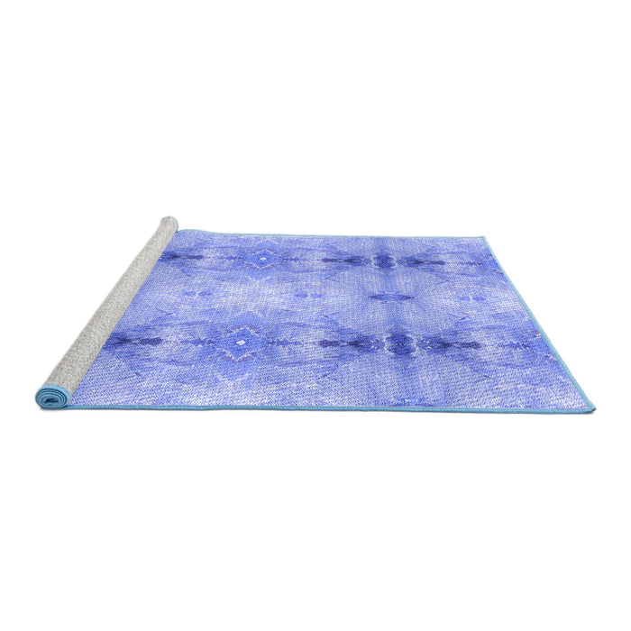 Sideview of Machine Washable Transitional Light Slate Blue Rug, wshpat302blu