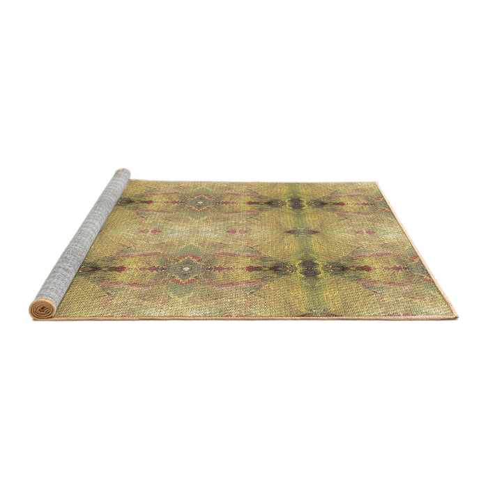 Sideview of Machine Washable Transitional Copper Brown Rug, wshpat302brn