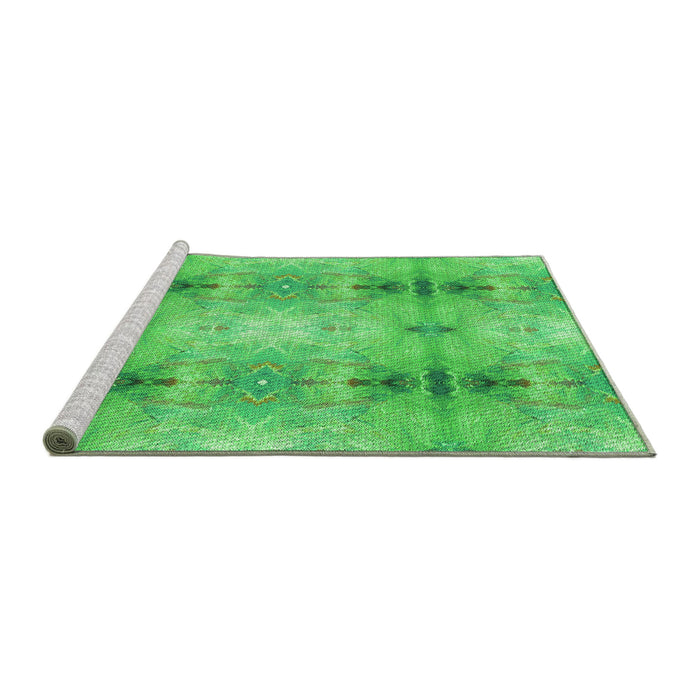 Sideview of Machine Washable Transitional Neon Green Rug, wshpat302grn