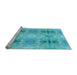 Sideview of Machine Washable Transitional Dark Turquoise Green Rug, wshpat302lblu