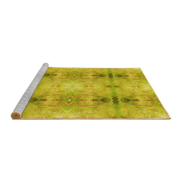 Sideview of Machine Washable Transitional Golden Yellow Rug, wshpat302yw