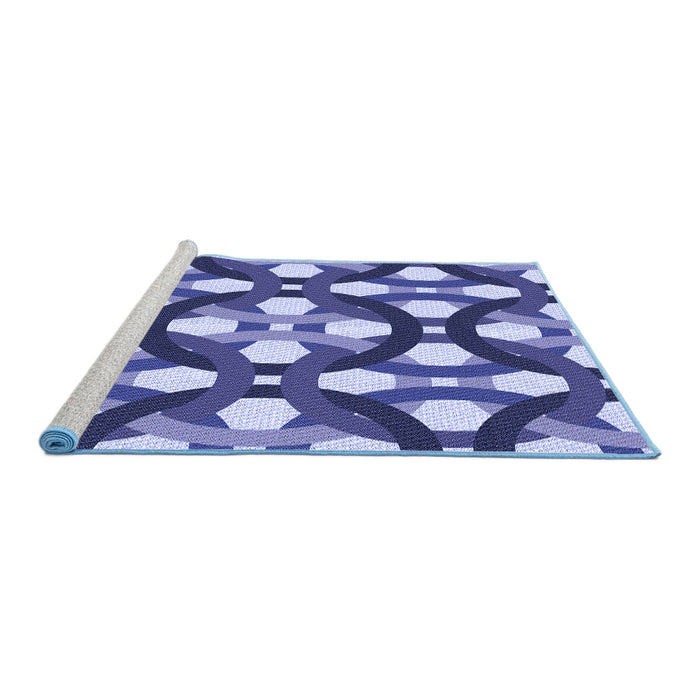 Sideview of Machine Washable Transitional Jeans Blue Rug, wshpat3020blu