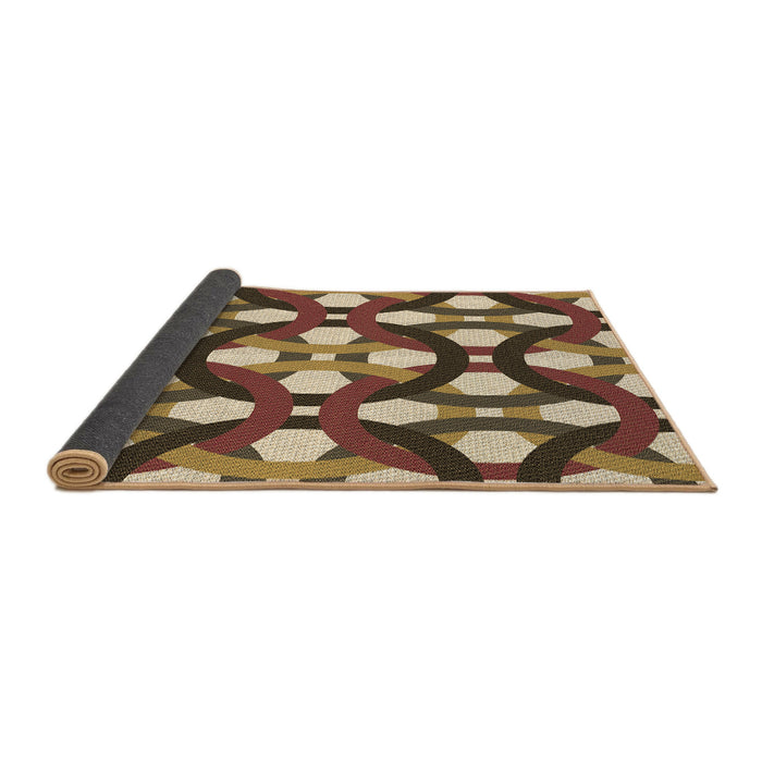 Thickness of Patterned Red Brown Rug, pat3020brn