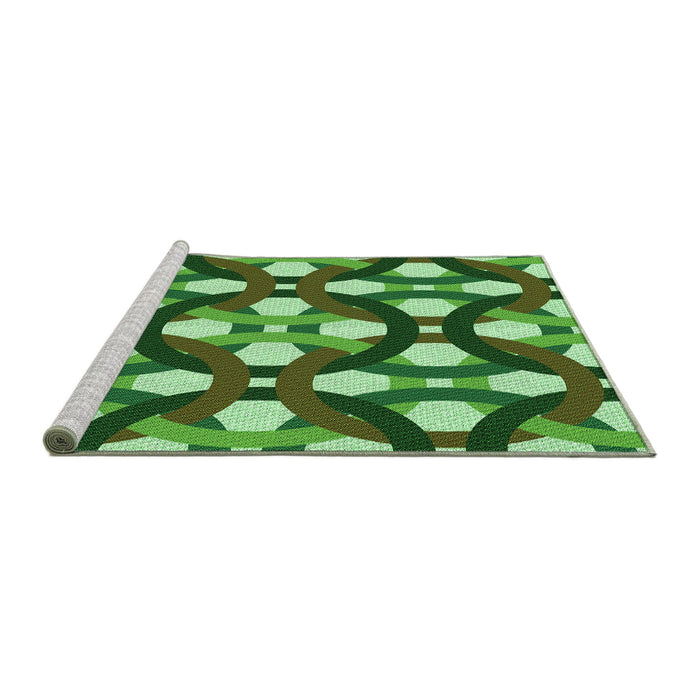 Sideview of Machine Washable Transitional Green Rug, wshpat3020grn