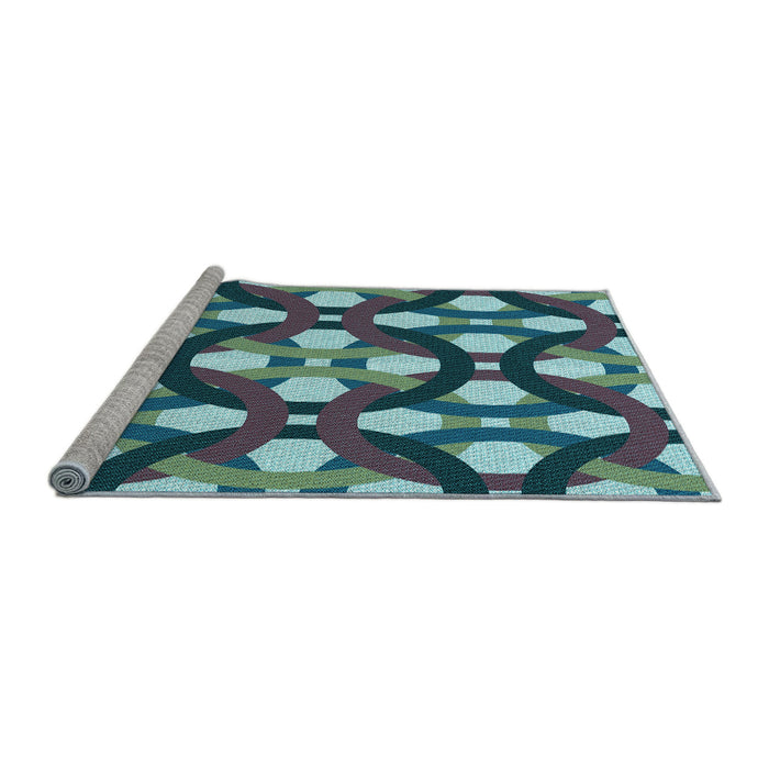 Sideview of Machine Washable Transitional Tiffany Blue Rug, wshpat3020lblu