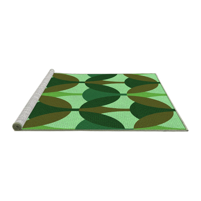 Sideview of Machine Washable Transitional Dark Forest Green Rug, wshpat3021grn